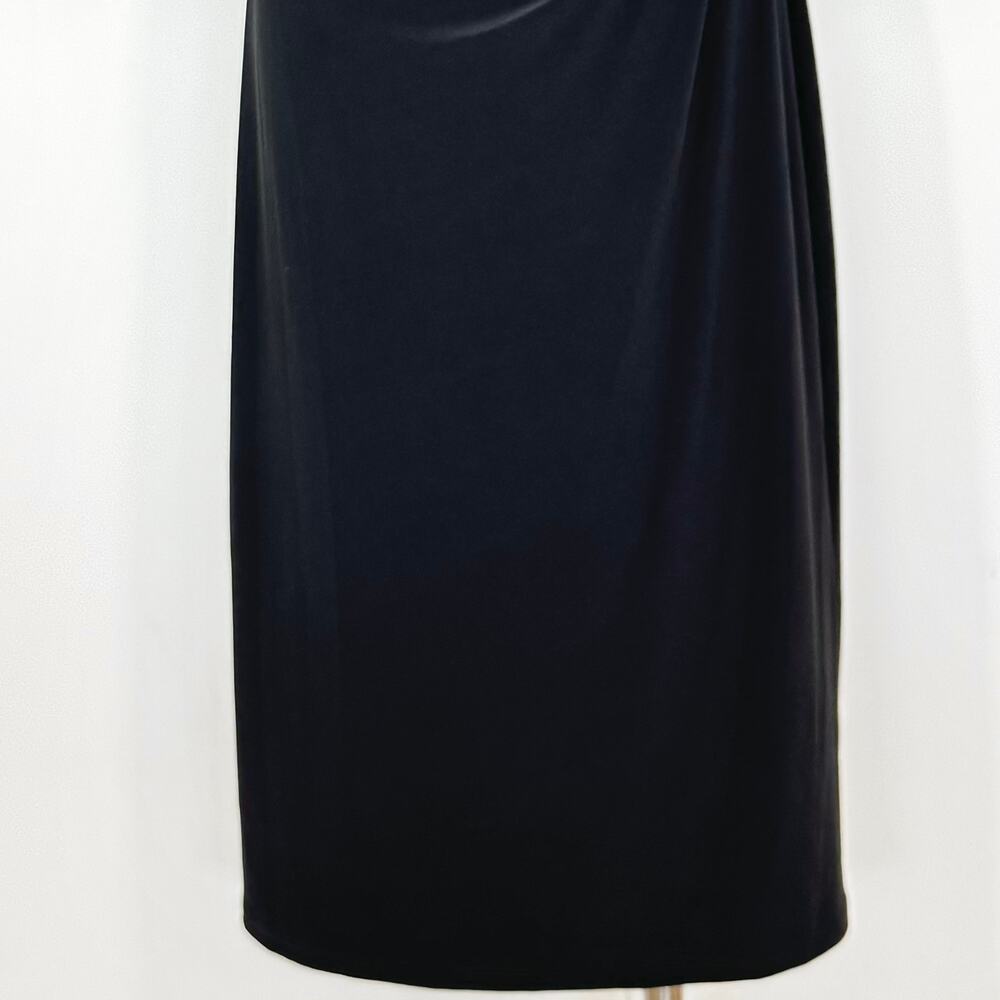 WHBM Wrap Ruched Sheath Dress 3/4 Sleeves Black L - Picture 3 of 10